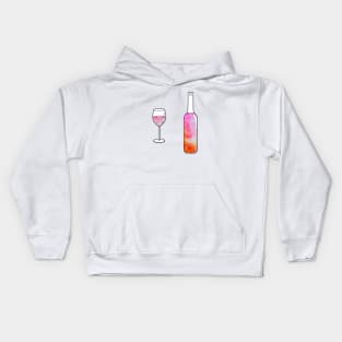 Watercolor Wine Bottle and Glass Kids Hoodie